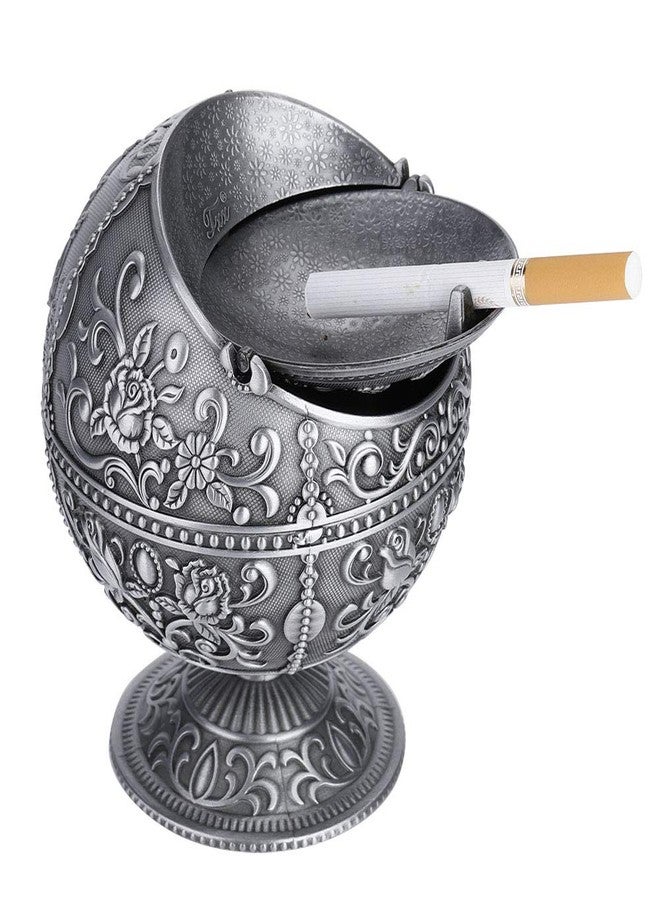 Zerone Vintage Round Ball Metal Ashtray, Tin Castle Decorative Design - Image 2
